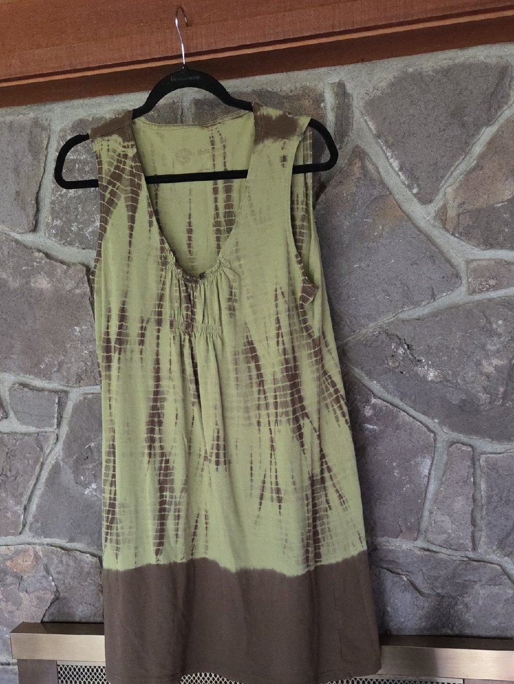 Calvin Klein Jeans Olive Green & Brown Tie-Dye Tank Dress